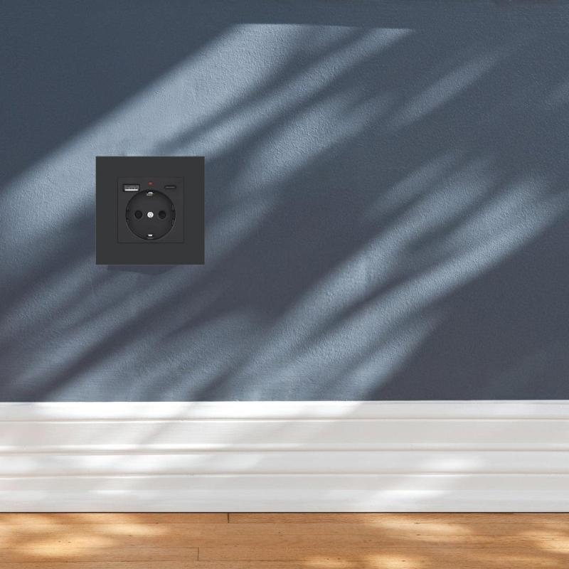 USB Typ-C Wandladesteckdose 16A Europäische Steckdose mit Schnellladung Für den Einsatz zu Hause und in Büros 86mm Quadratisch