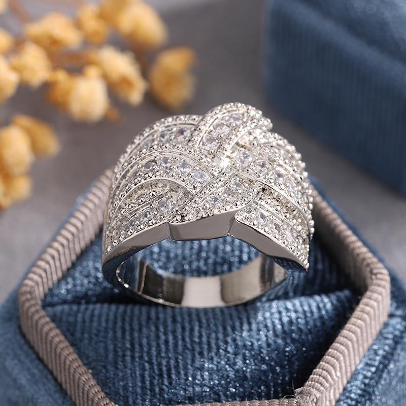 Anello di Lusso con Timbro S925 di Alta Qualità Colori Bianchi Pietra Zircone CZ per Donne Moda Matrimonio Fidanzamento Gioielli Regalo