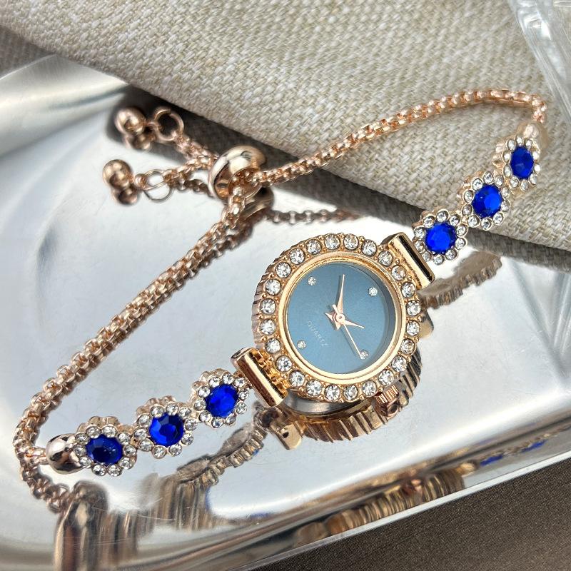 Women Light‑Luxury Diamond‑Inlaid Chalcedony Bracelet Quartz Watch Pull‑Adjustable Fashion Wrist Watch