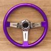 JDM Modified Car Purple ABS Steering Wheel Universal 14inch Deep Dish Racing Sports Steering Wheel Chrome Spoke