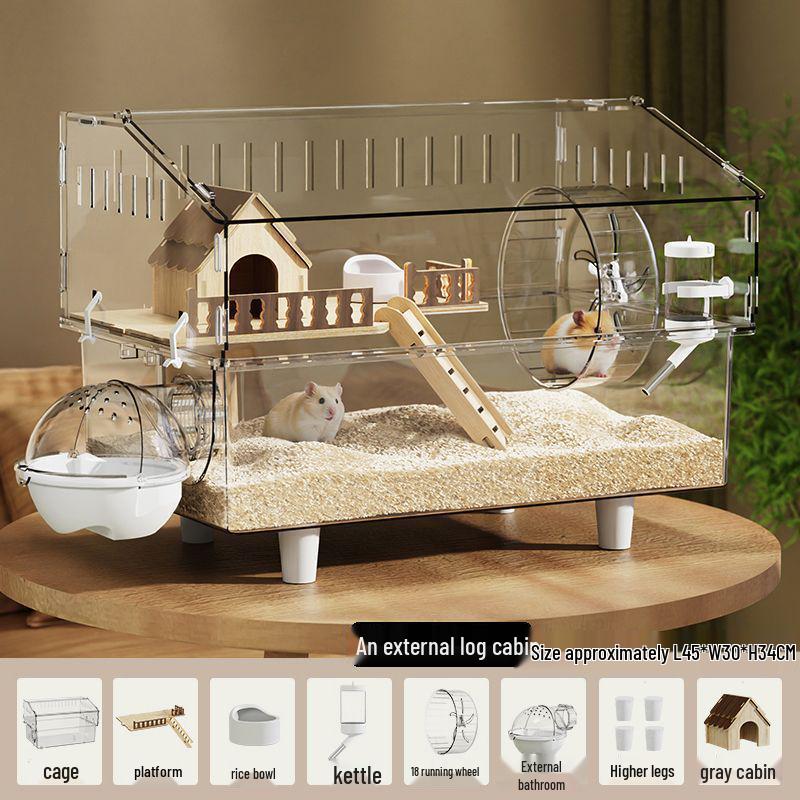 Golden Bear Acrylic Hamster Villa - Spacious Luxury Transparent Cage