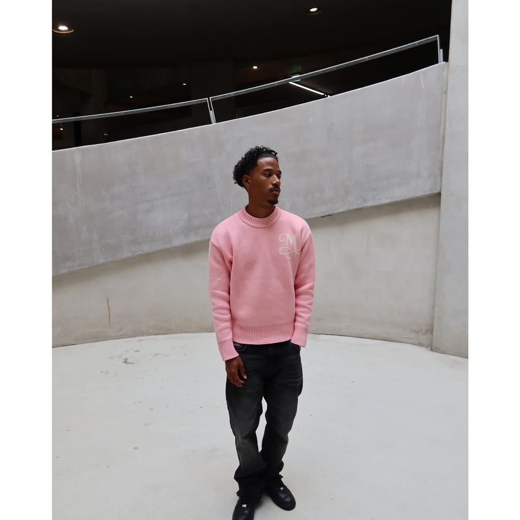 Unisex Crew Neck Long Sleeve Knit Sweaters Pullovers Loose Fit Casual Letter Sweaters