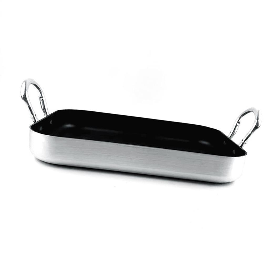 Rectangle Frying Pan Nonstick Aluminum Alloy Multifunction Flat Single Bottom Fry Pan with Handles