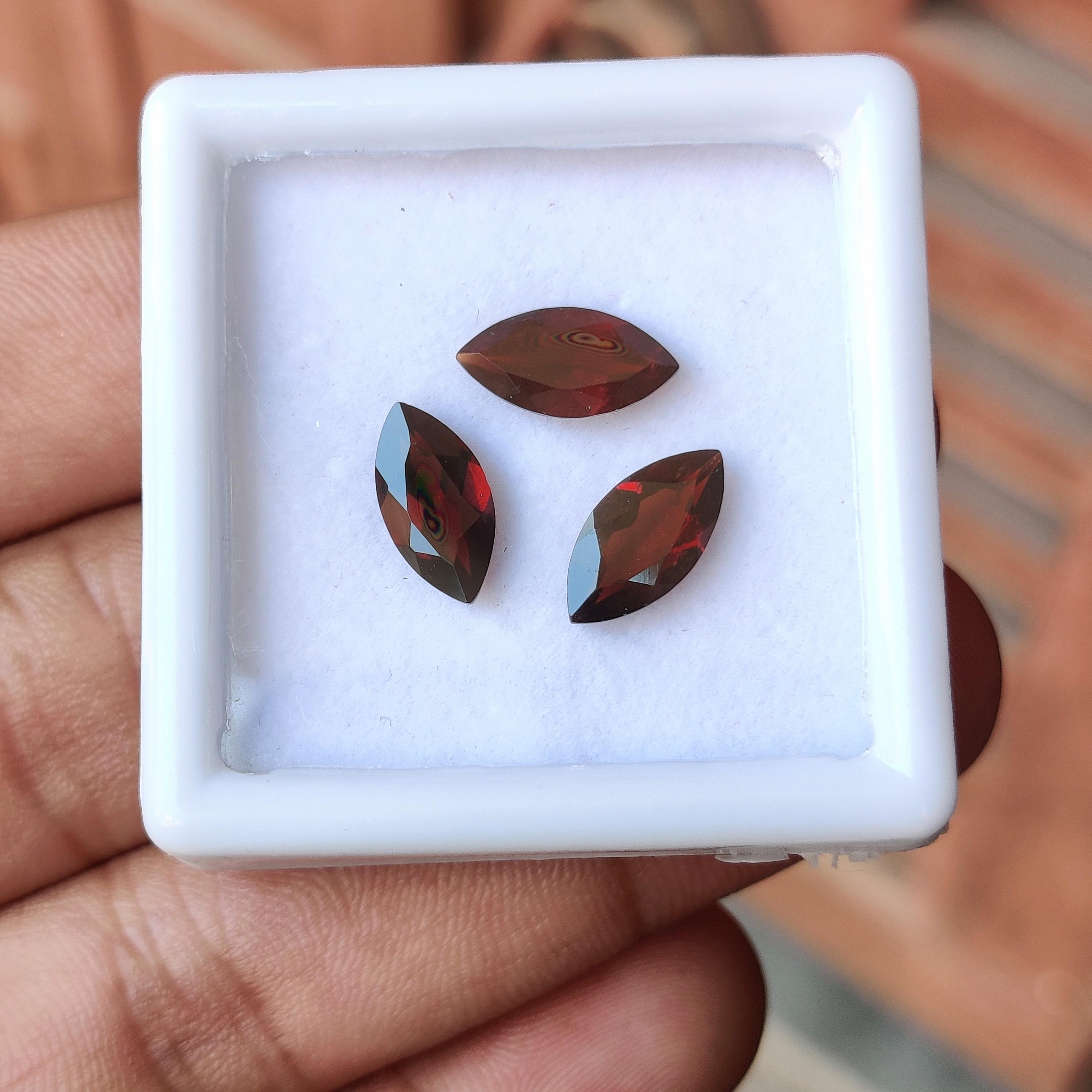 Natural Marquise Cut 3 Pieces Red Garnet Gemstone Lot, Healing stones. 3 Pcs Garnet Marquise