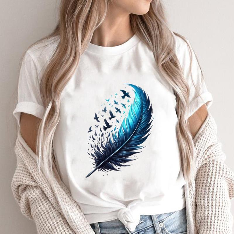 

(Asian Size) butterfly trend cute Print Short Sleeve T-shirts Fashion Female Casual Women s Top T Clothing O-neck Graphic Tee S