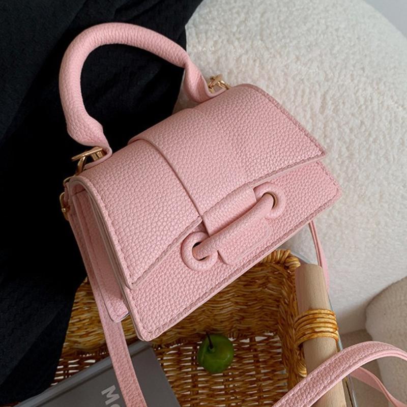 Damska torebka PU Czysta klamra Ribb Modna Jednolity kolor Łańcuszek Torba na ramię Damska Letnia crossbody Kwadratowa Projektant Torby