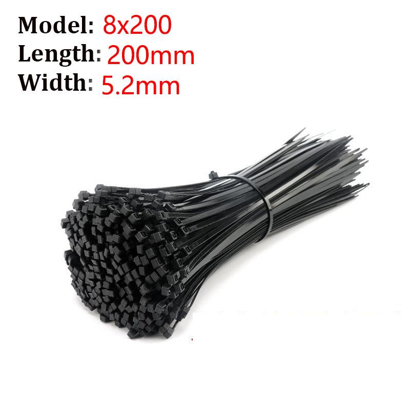Self-locking Plastic Nylon Cable Tie 100 Pieces Black 5x300 Cable Tie Fastening Ring 3x200 Industrial Cable Tie Cable Tie Set