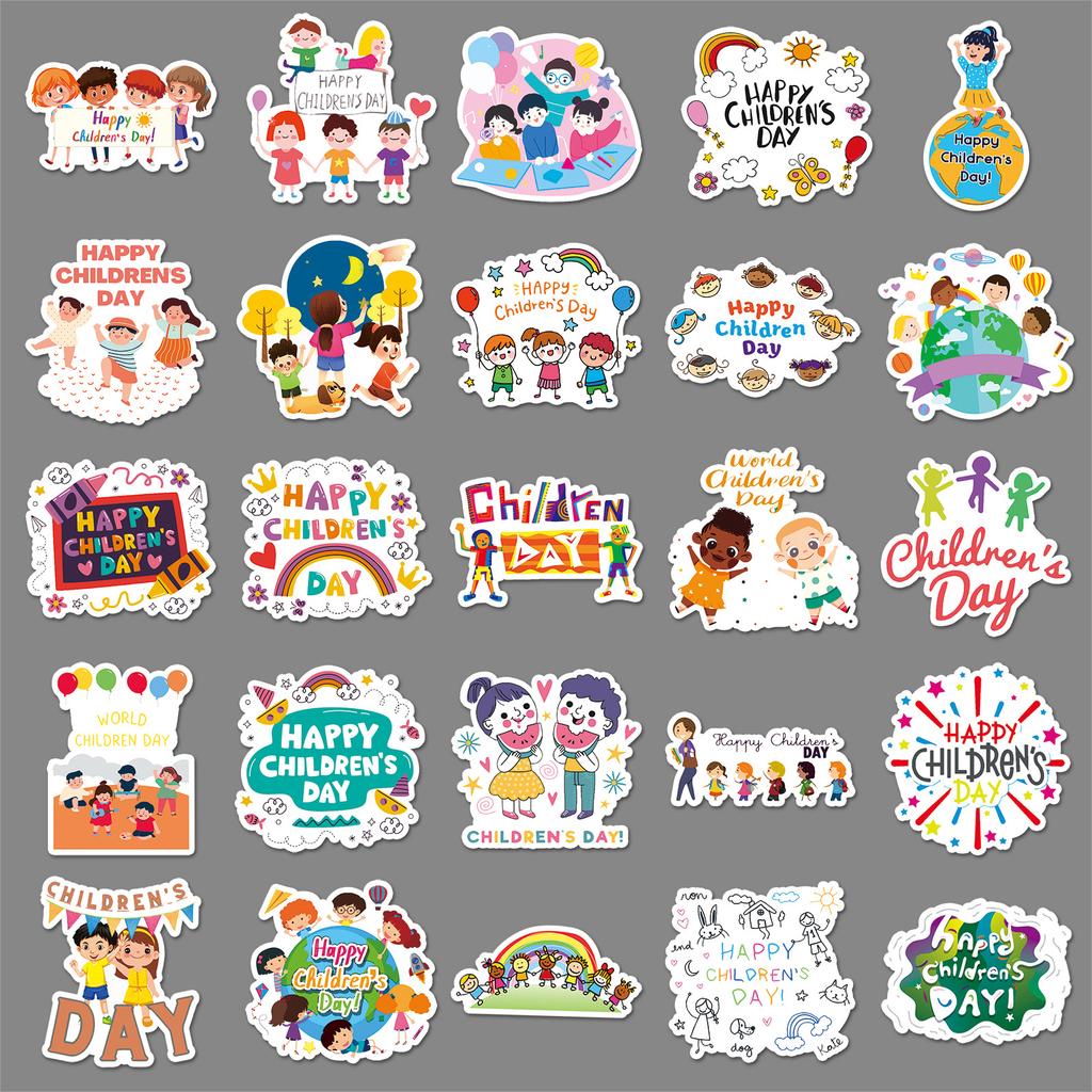 50 Children's Day Graffiti Stickers Personalized Cartoon Cute Decorative Mobile Phone Case Water Cup Suitcase Stickers