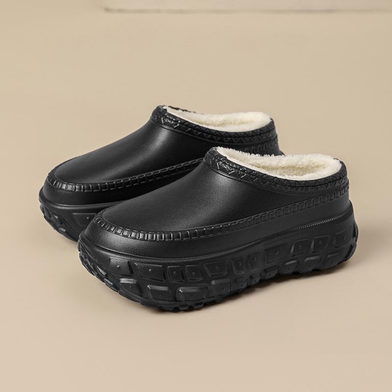 Women's Height-Boosting Furry Cotton Slippers - Anti-Slip, Warm, Heeled Design for Autumn/Winter 2024