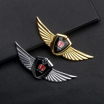 3D Metal Wings Badge Sticker Body Trunk Decorative Decal Custom Badge For City HR-V Jazz Accord Civic CR-V Fit Valve Core