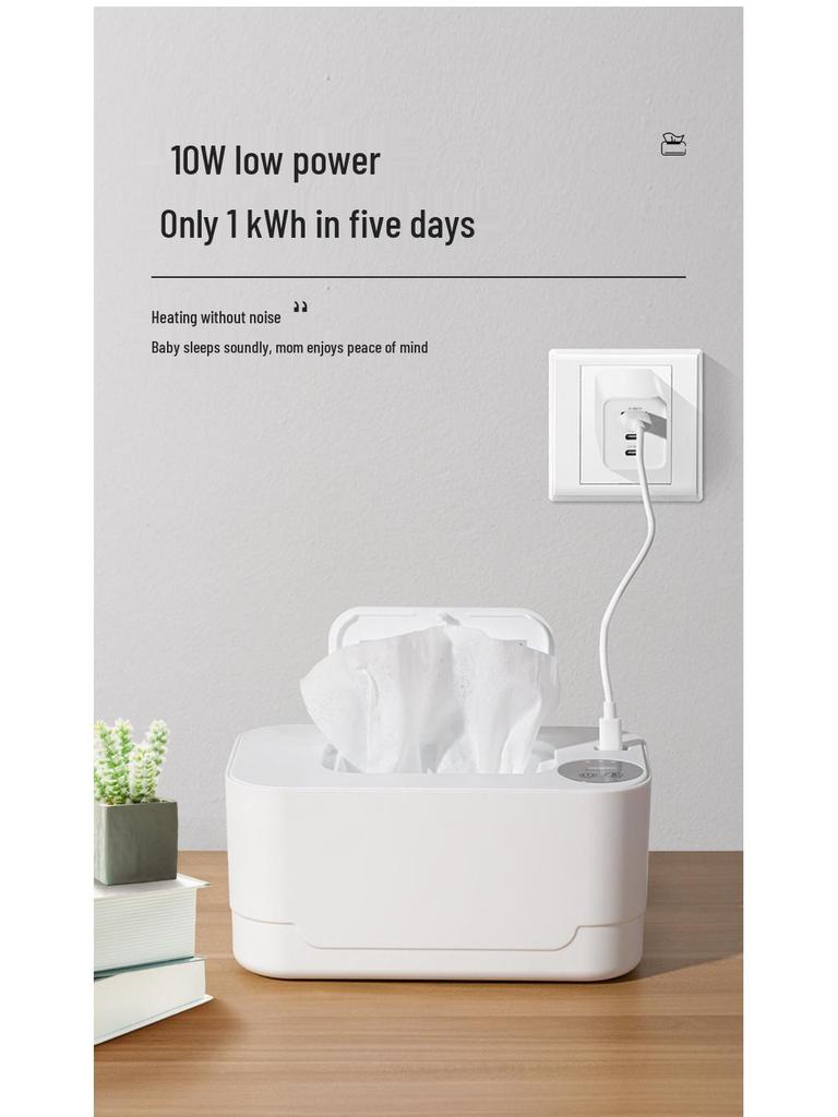 Portable USB Baby Wipe Warmer with Wireless Charging & Night Light