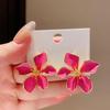 Dripping oil pink flower earrings women's fashion sweet stud earrings light luxury high sense new versatile earrings
