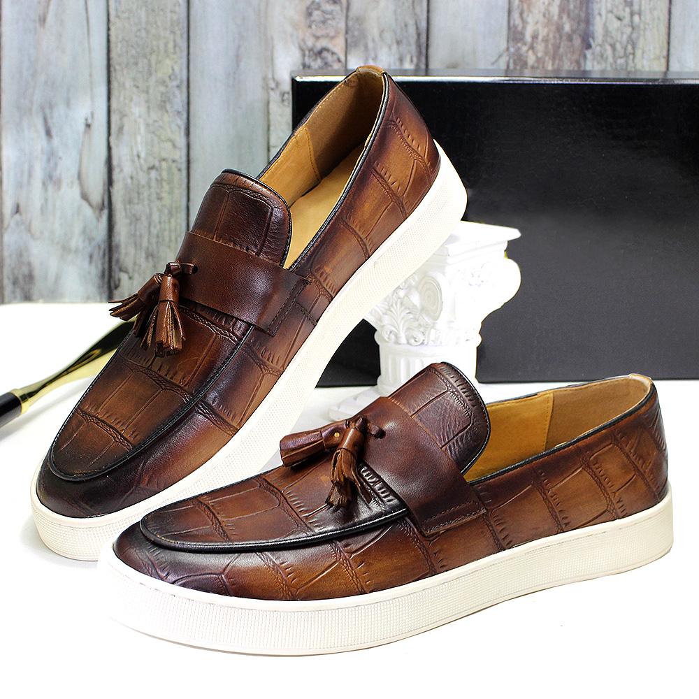 Fashion Big Size 38 to 50 Tassel Loafer Men Casual Shoes Cow Genuine Leather Slip-On Soft Sole Daily Party Shoe Sneakers Wedding Shoes