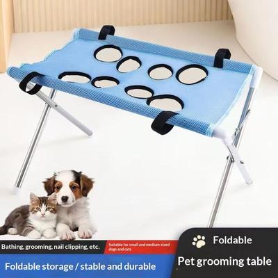Pet Grooming Hammock Stand Foldable Dog Cat Nail Clipping Harness Stainless Steel Portable Breathable Mesh Grooming Care Tool