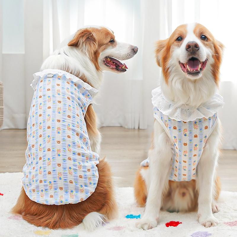Pet All-cotton Yarn Breathable Thin Clothes for Big Dogs Cats Pet Cats Home Air-conditioned Suits Golden Retrievers