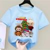 2025 New LABUBU Children's T-shirt Christmas LABUBU Style Round Neck Short Sleeved Casual Girls' Top