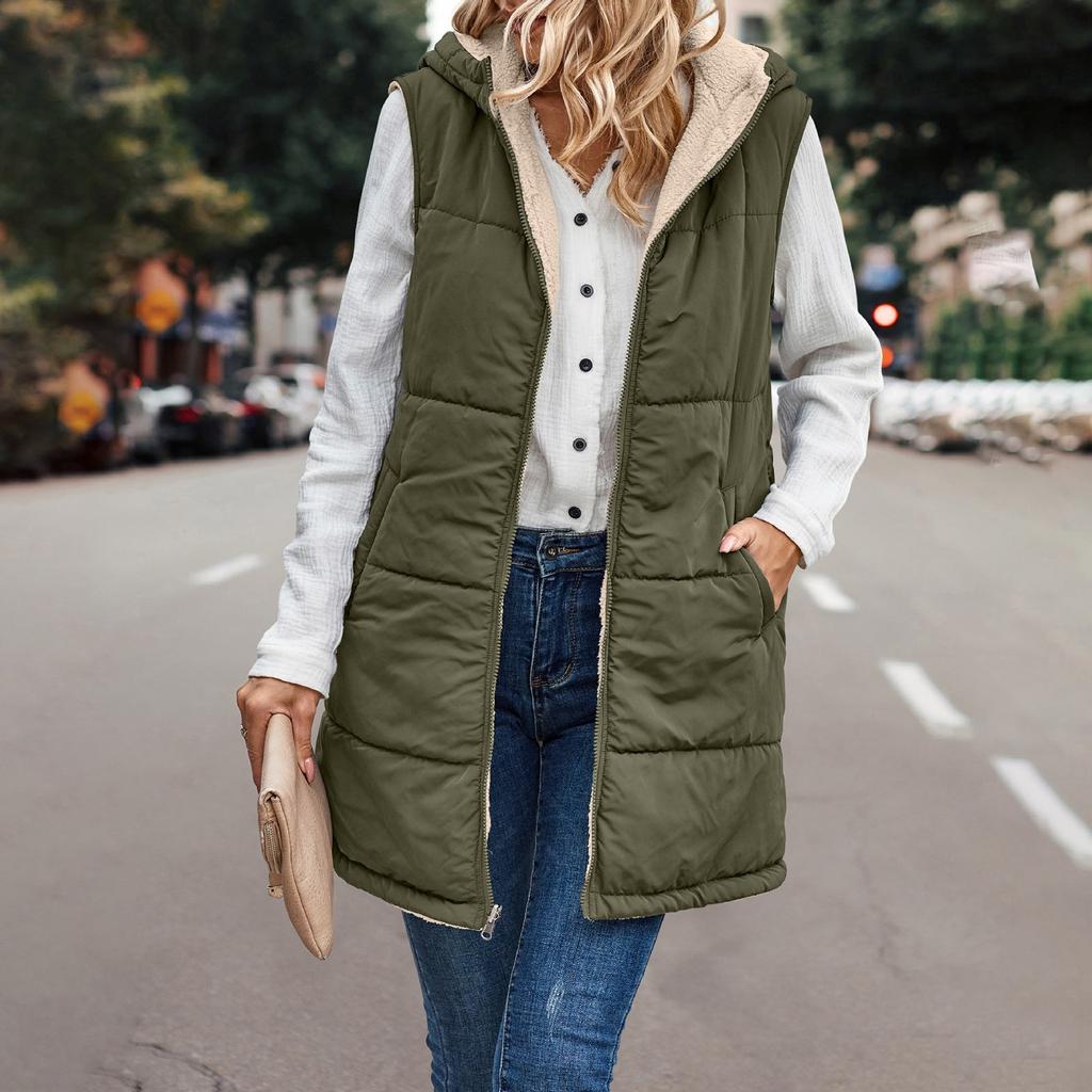 Women's And Winter Casual Fashion Solid Colour Hooded Jacket