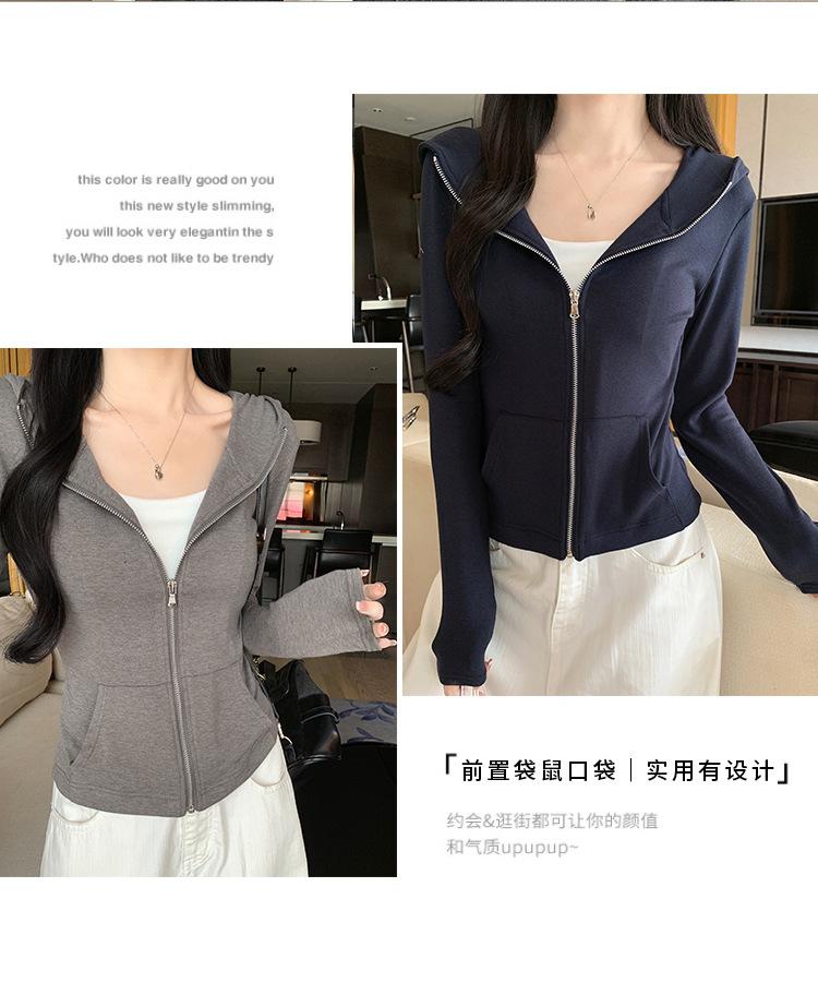 Women S Hooded Zip Up Cardigan Slim Fit Long Sleeve Outerwear