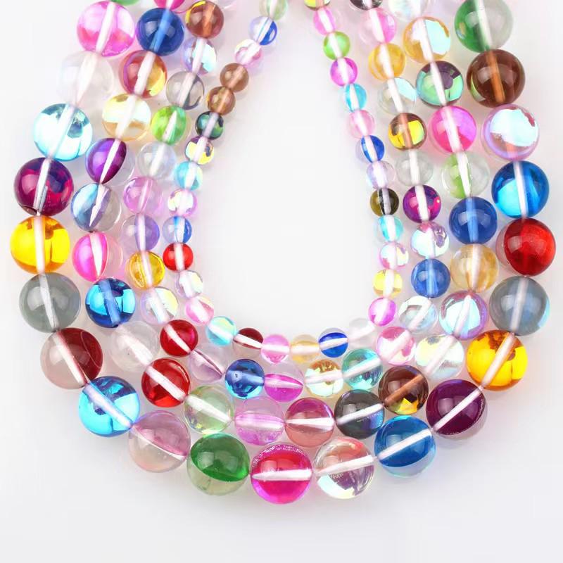 Moonstone Imitation Flash Round Beads for DIY Jewelry Making