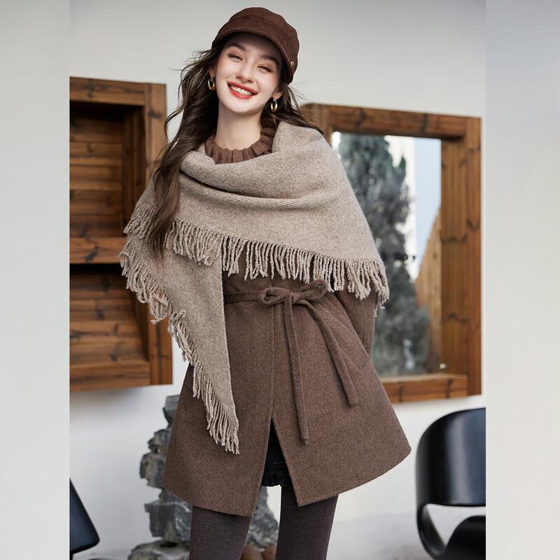 Bailuyu Women's Elegant Wool Blend Double-Faced Mid-Length Coat