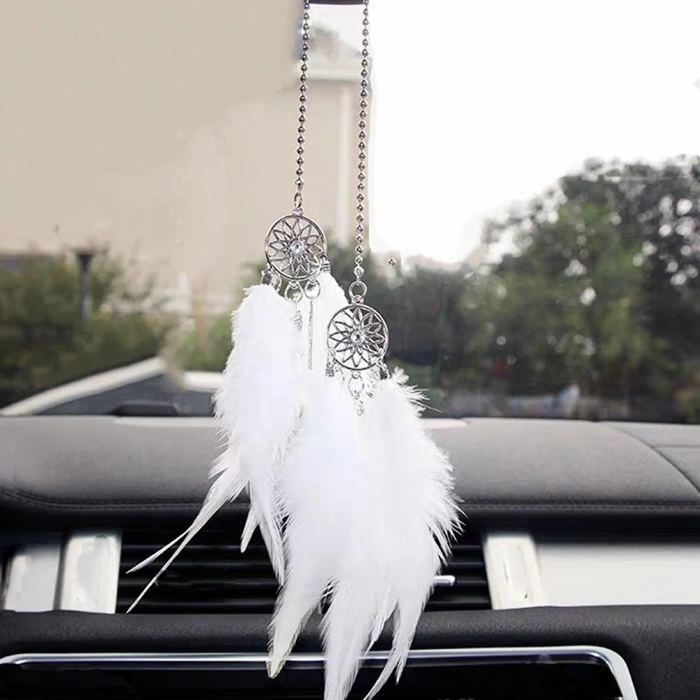Rearview Mirror Wall Hanging Handmade Dream Catcher Wind Chimes Feather Car Pendant Dreamcatcher