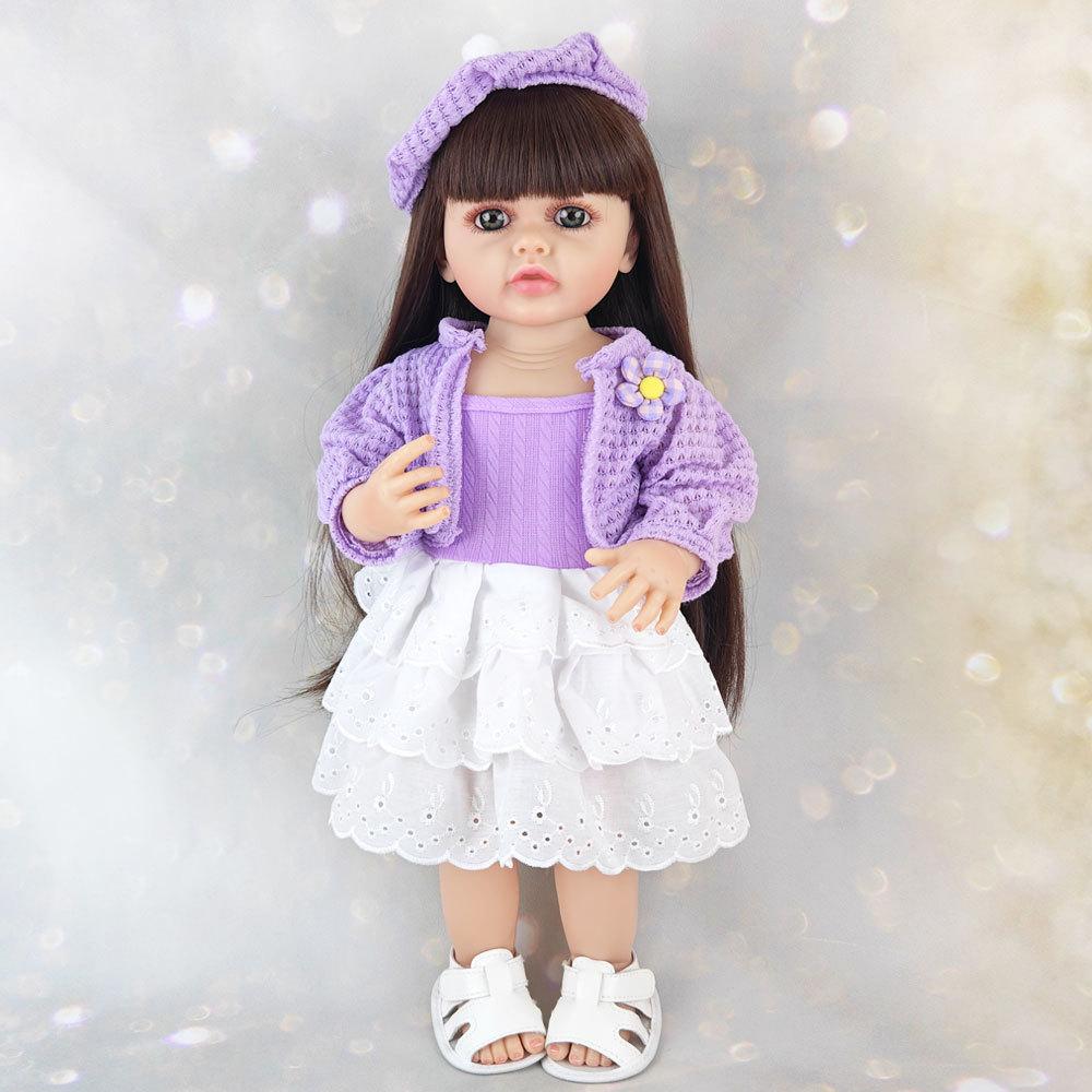 

55 см куклы Reborn с длинными волосами, имитация куклы для девочек, мягкая силиконовая виниловая принцесса, сделай сам, любая прическа, игрушка, подарок на день рождения Full set (doll+clothes)