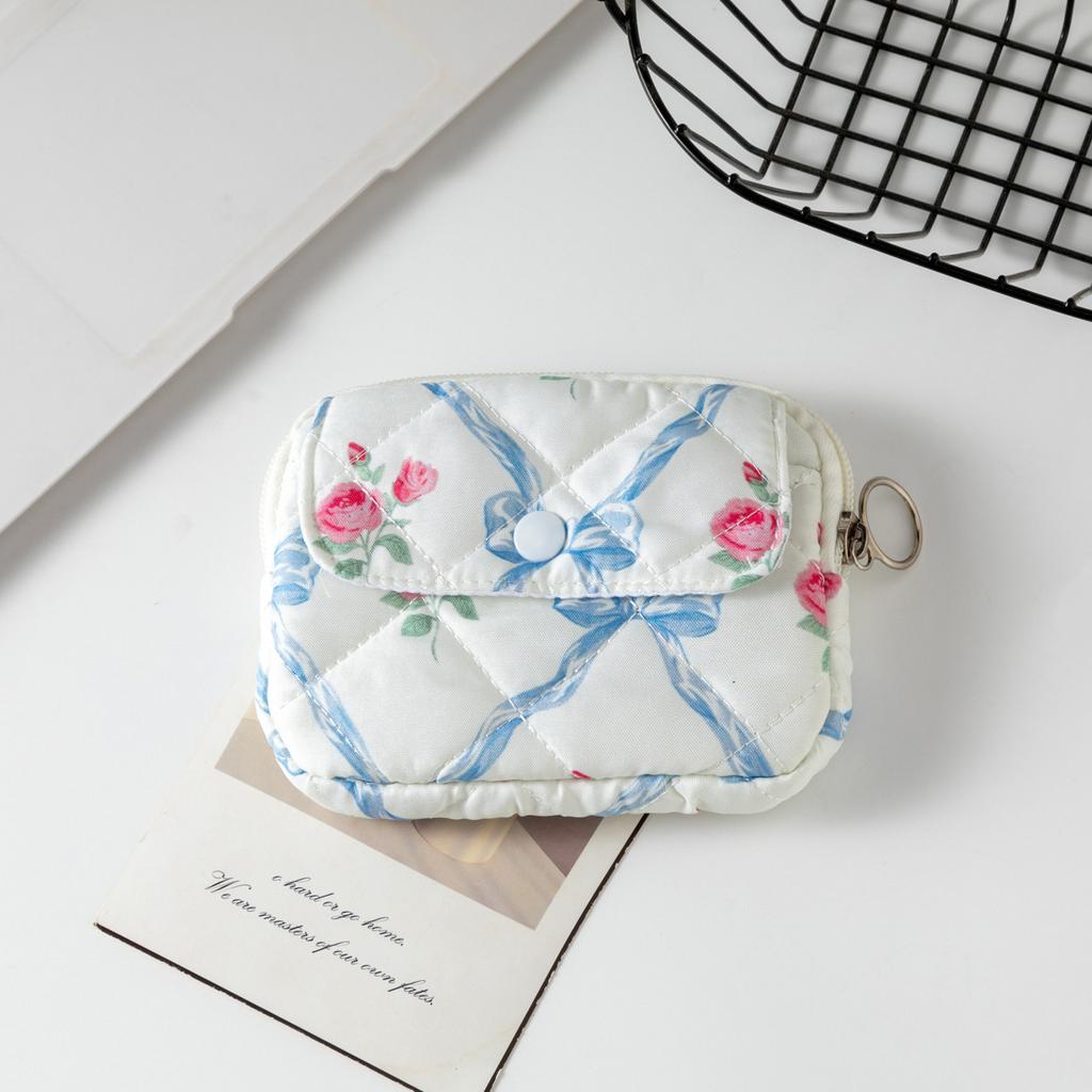 Bow Mini Zipper Credit Card Holder Organizer Wallet Earphones Keys Cards Small Portable Zip Pocket with Keyring for Women Men