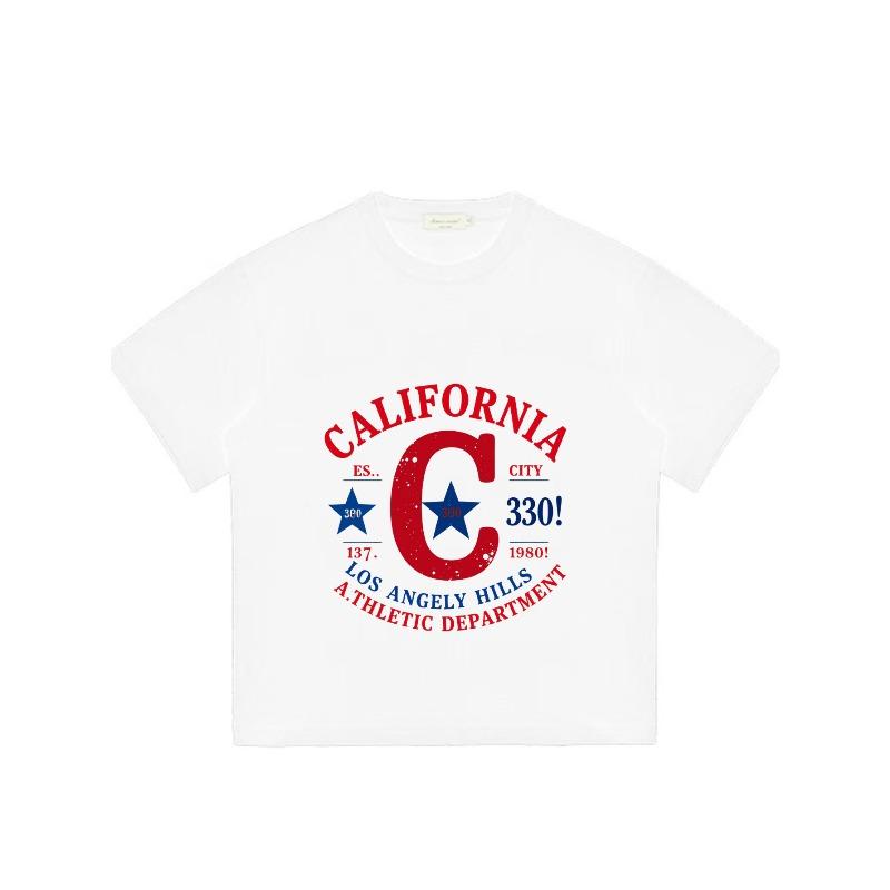 Black Short Sleeve T Shirt California City Los Angeles Hills Athletic Department Graphic Print Casual Wear