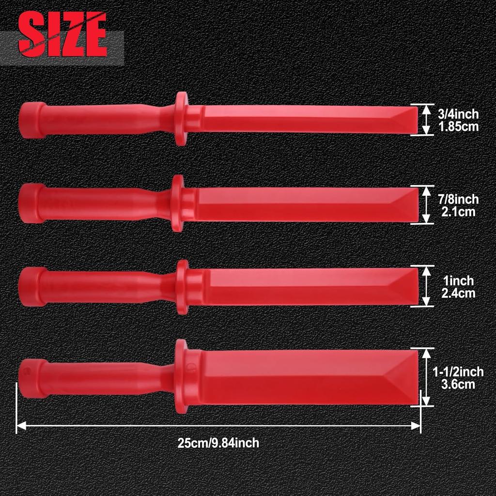 4Pcs Non-Marring Plastic Chisel Scraper Set 3/4" 7/8" 1" 1-1/2" Wide Chemical Resistant Scraper Tool Plastic Razor Scraper Remover Tool for Removes