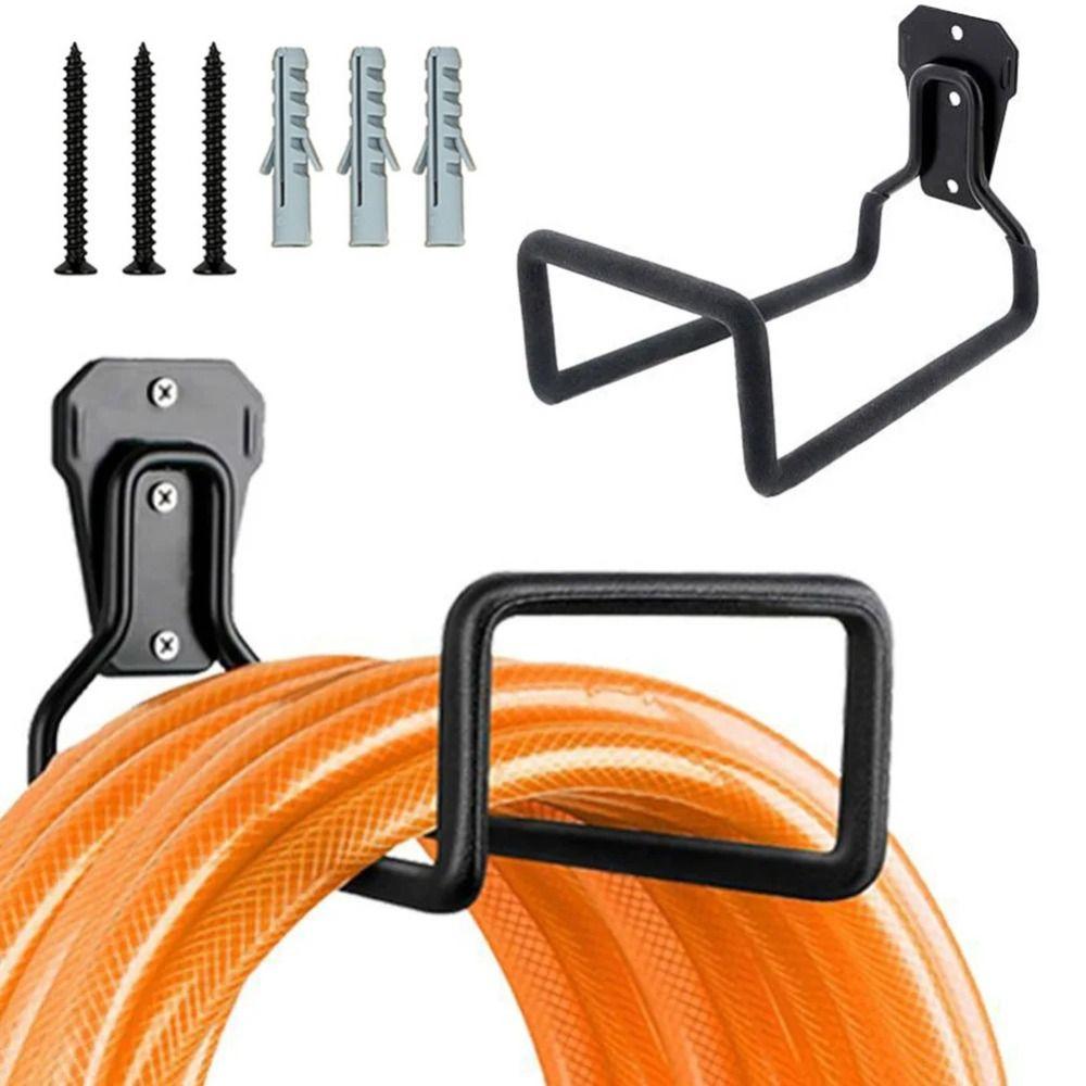 Iron Garden Hose Holder Rust-proof Metal Garage Wall Hooks for Air Hydraulic Hose