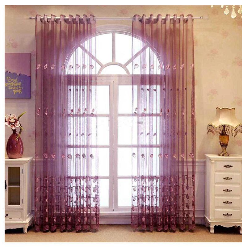 

Экран на окно вышитый экран на окно фиолетовый серый желтый газовый экран гостиная спальня балкон затемняющие шторы 150*270CM 1PCS