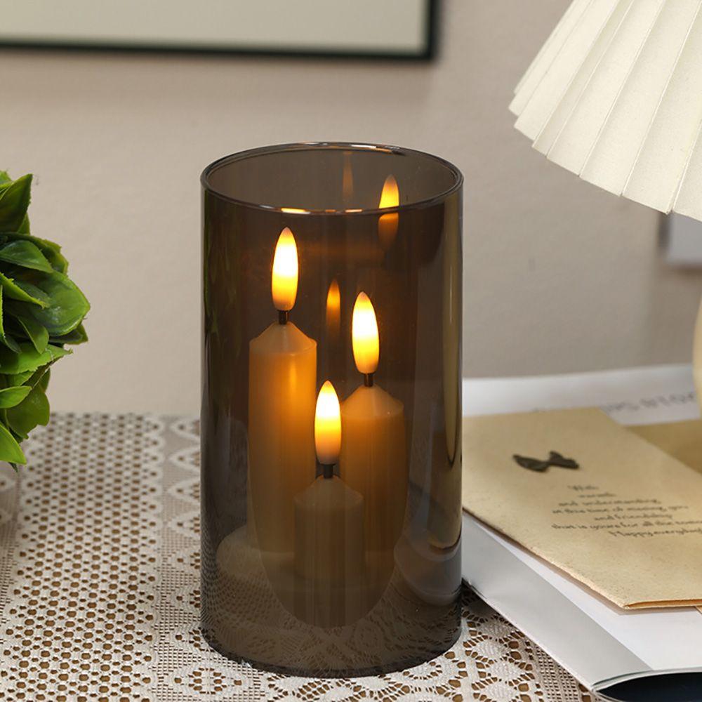 Acrylic Flameless Candle Flameless Battery-Operated Candle Elegant Flickering Candle Holiday Party