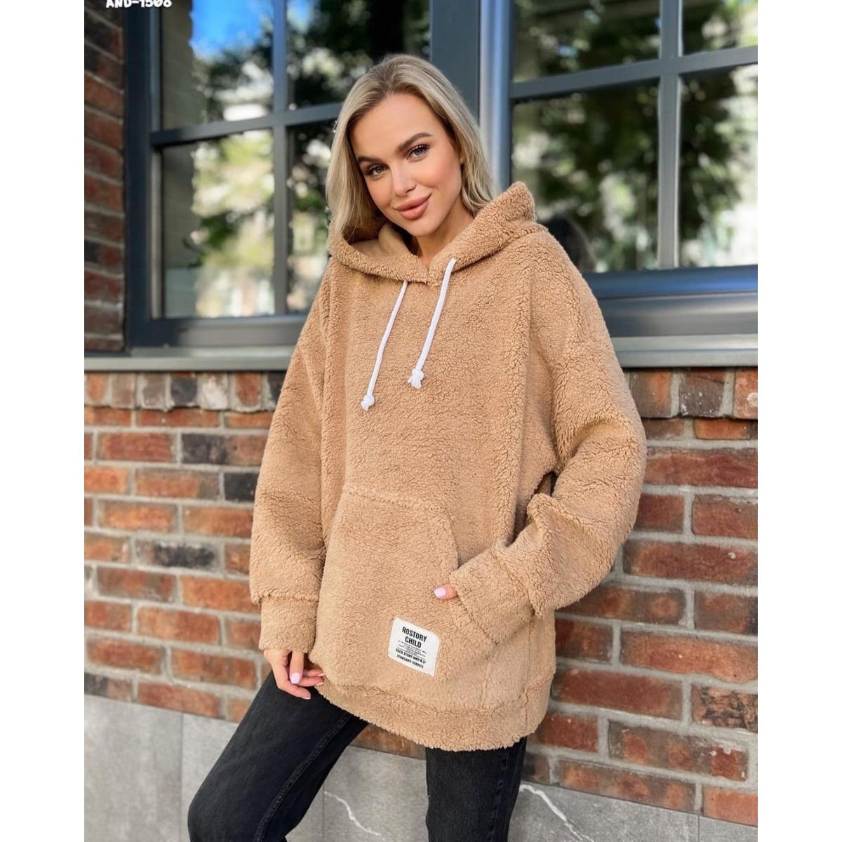 Women s Hooded Long Sleeve Hoodie Loose Fluffy Fleece Top Casual Sweatshirt S хаки