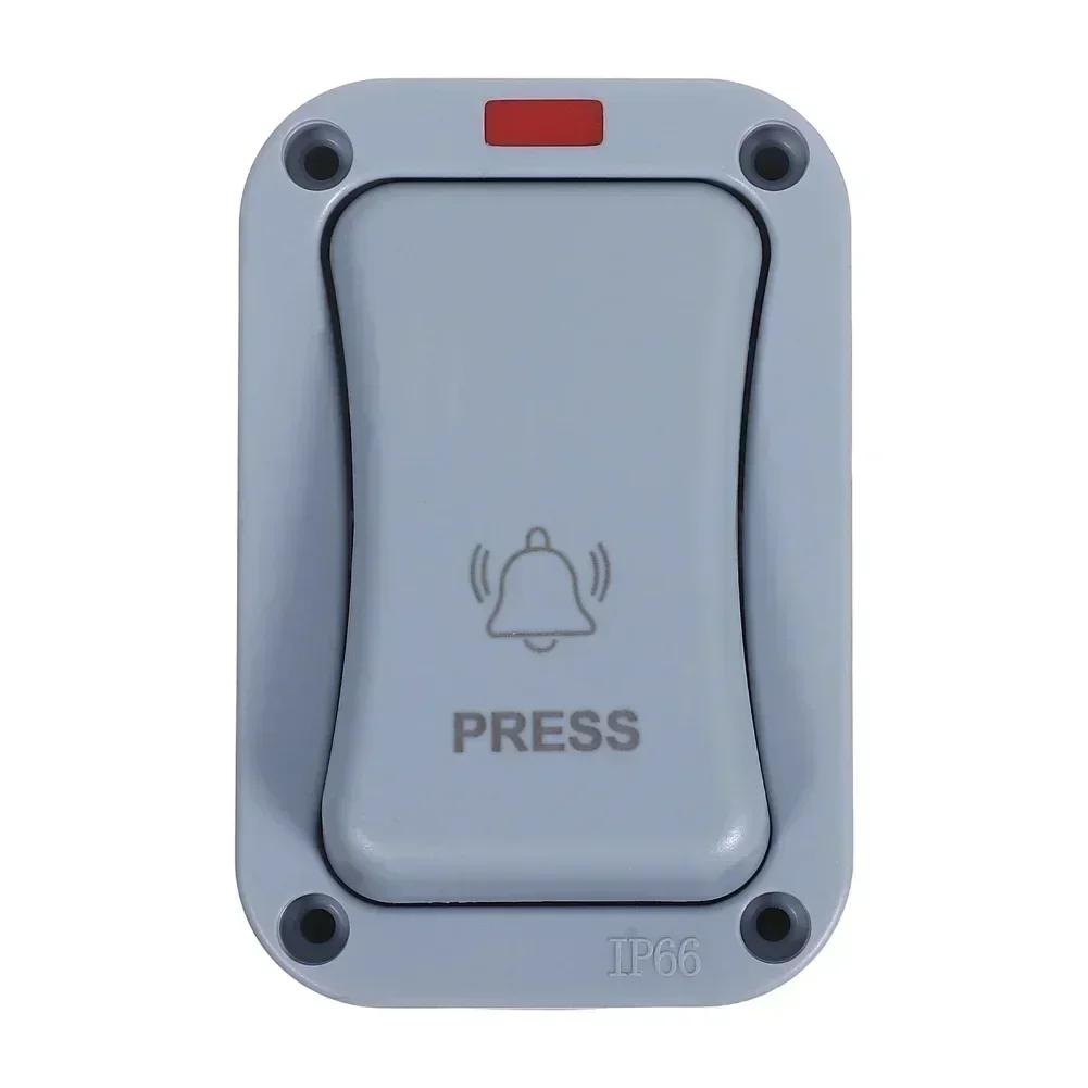 Weatherproof Doorbell Switch For Outdoor Use With Mounted Installation Dustproof Sealed Design And LED Indicator Light