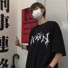 Women T Shirt Hip-Hop Loose Punk Letter Print Tops Tee Black T-shirt Female Summer T-shirt 90s Graphic Tee Female Cute Tops Tee Unisex