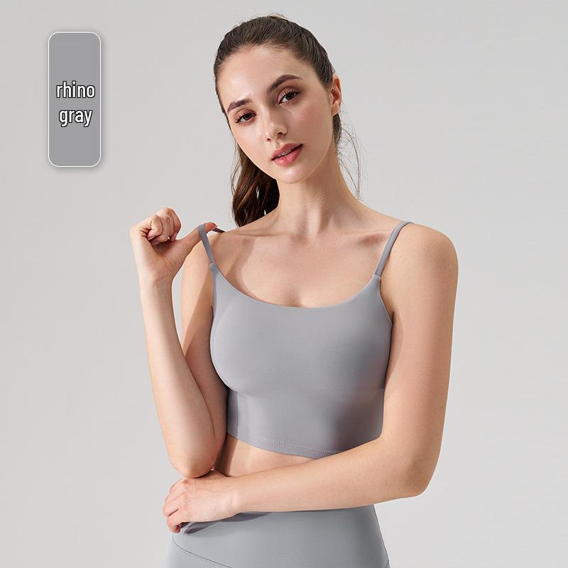 Women's Seamless Yoga Vest with Chest Pads - Soft, Glutinous, Square Neck, Beautiful Back Design