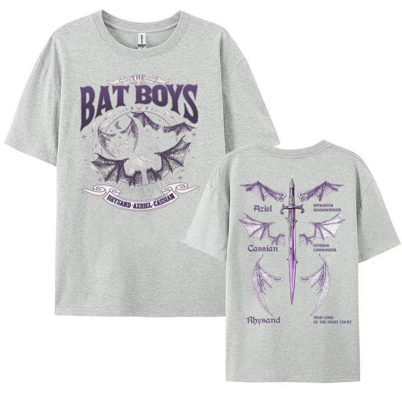 The Bat Boys Double Sided Graphic T Shirt Rhysand Cassian Azriel Apparel Tshirts Men Women Fashion Vintage Oversized Y2k T-shirt