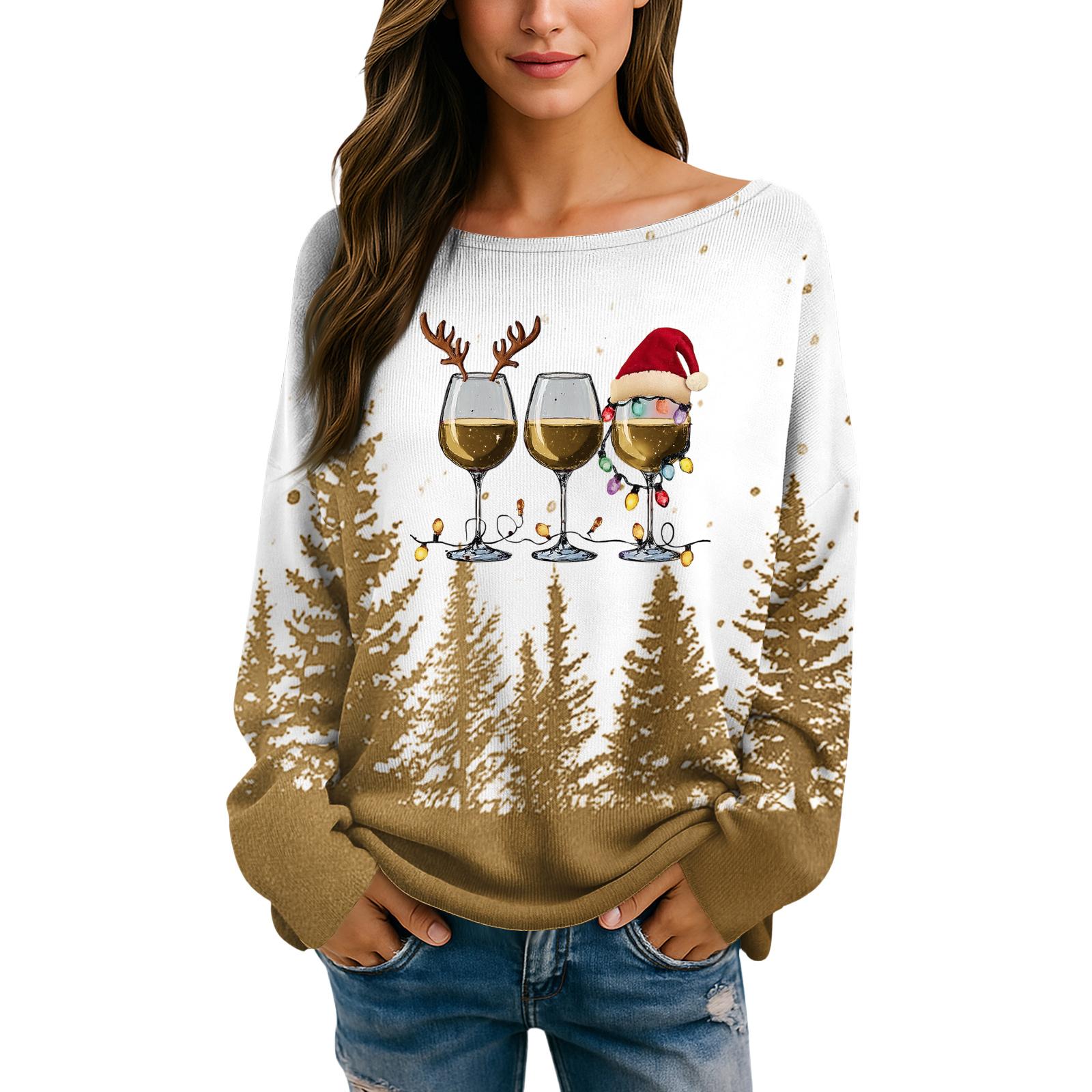 

Womens Fall Sweaters Long Sleeve Print Tops Pullover Sweaters Loose Dressy Casual Basic Clothes XL жёлтый