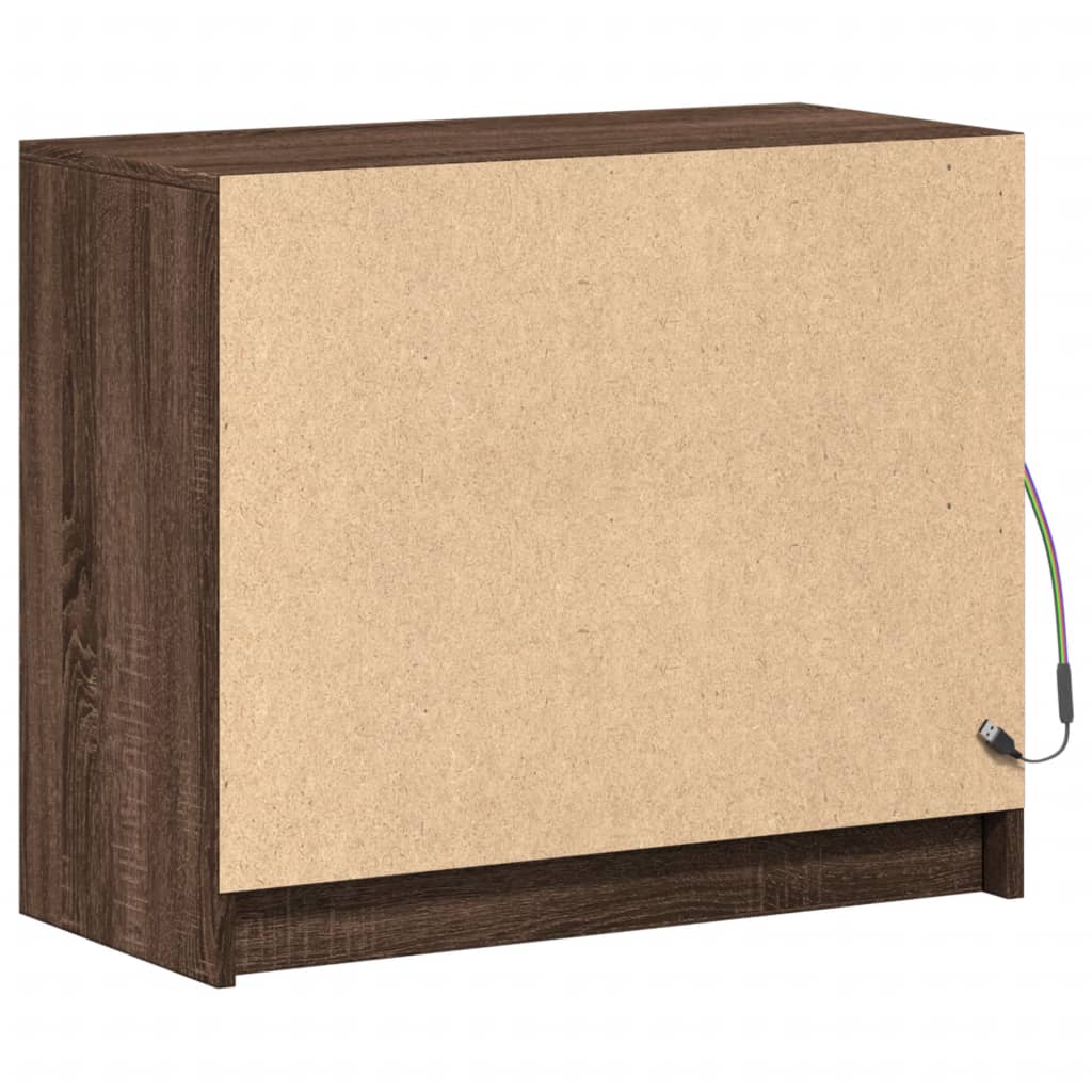 LED Sideboard Brown Oak Effect 72 x 34 x 61 cm Particleboard
