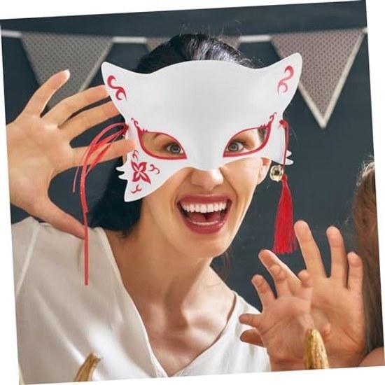 MOBUTOFU Limited Japanese Style Half Cat Fox Spirit Christmas Cosplay Face Womens Halloween Party