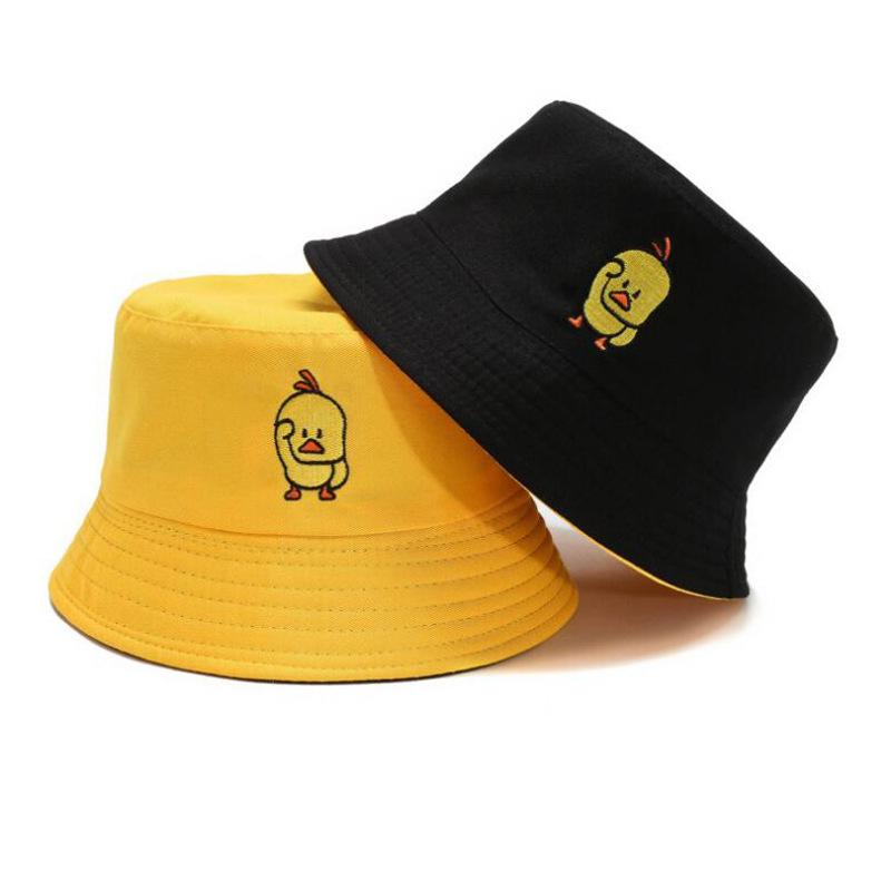 Double-sided Yellow Duck Bucket Hats In Sport Caps Fashion Unisex Beach Sun Hat Street Headwear Fisherman Outdoor Hat