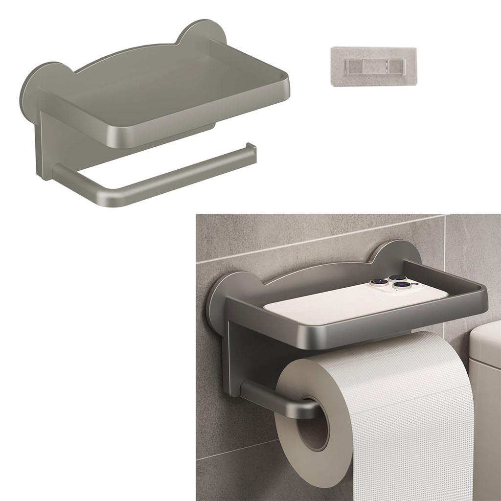 Punch Free Wall Mounted Tissue Holder withPhone Shelf Multifunctional Tissue Rack 3 Color for option for Restroom