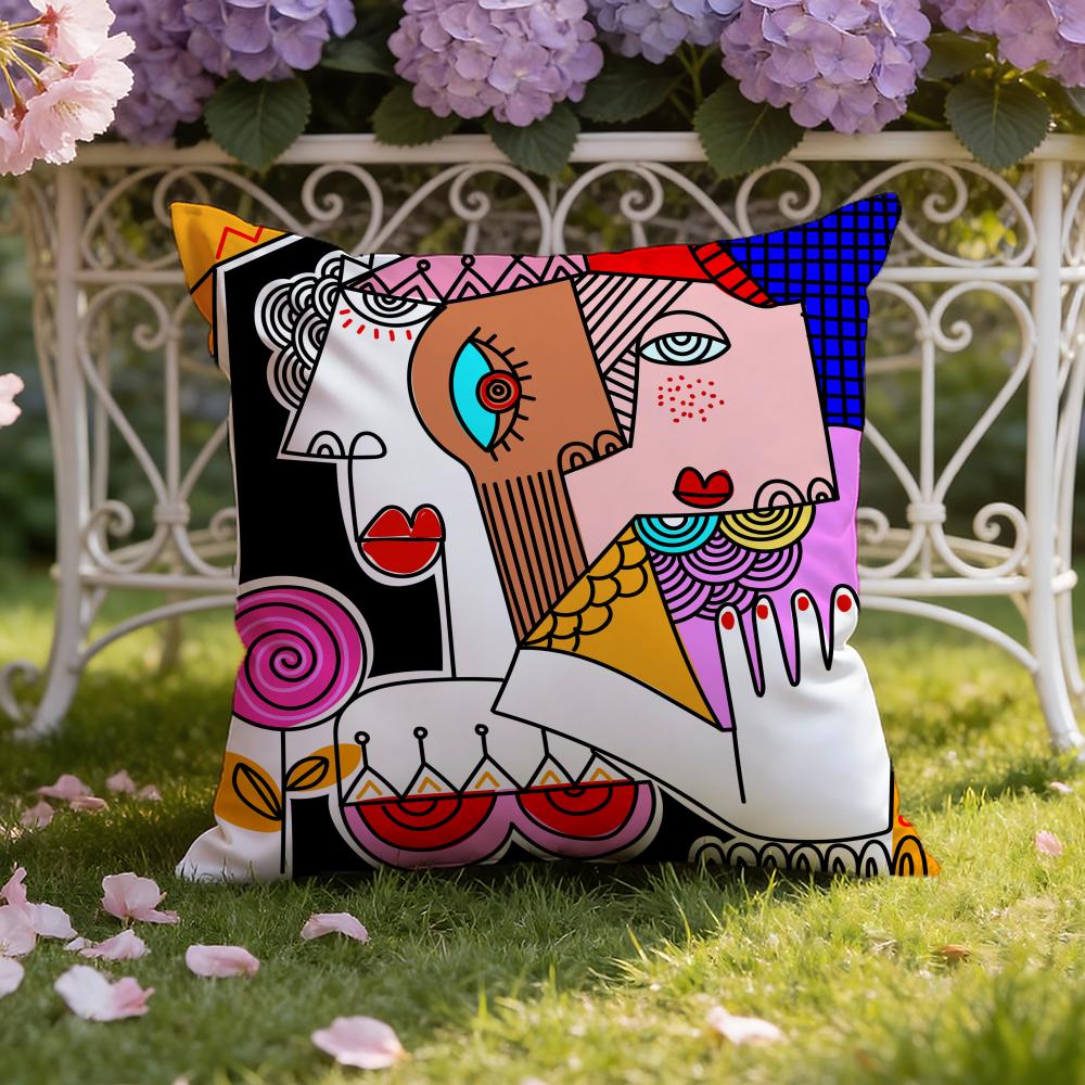 

Colorful Abstract Faces Cushion Cover Home & Car Dual-Scene Pillow Cover: Reversible for Premium Comfort 30cmx30cm