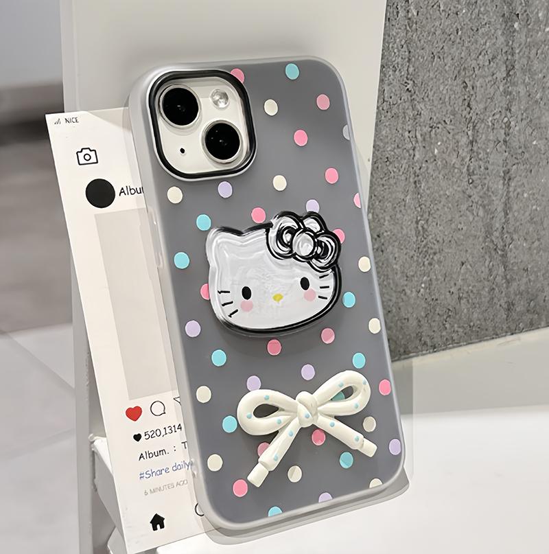 3D DIY Hello Kitty Bow Case For Samsung A57 A56 A17 A07 A53 A14 A15 A55 A32 A53 A35 A26 A12 A03 A52 A13 5G 2 in 1 Phone Casing