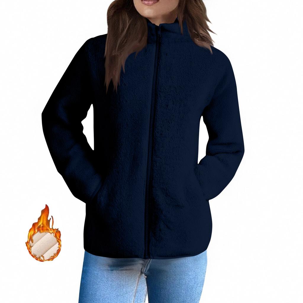 Dámské zimní kabáty Teplé plyšové bundy S otevřeným předním dílem Kardigan s dlouhým rukávem Trendy Chlupavé svrchní oblečení