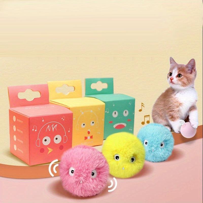 1/3Pcs Bola Interativa Inteligente Brinquedos para Cães Gatos Pelúcia Elétrica Catnip Brinquedo de Treinamento Gatinho Toque Som Produto para Animais de Estimação Brinquedo de Apito Bola