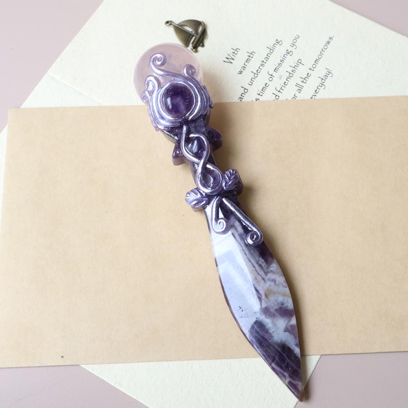 Scettro di Cristallo a Forma di Coltello, Bacchetta Magica che Unisce Cristallo a Forma di Coltello e Sfera di Cristallo, Regalo di Halloween