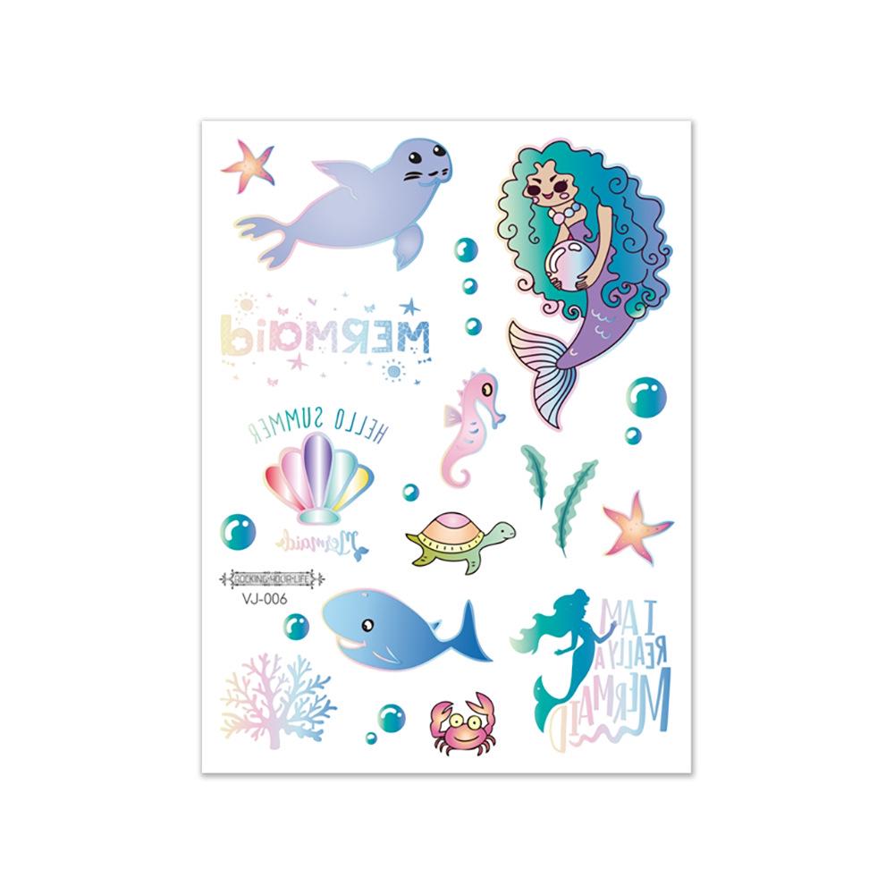 Mermaid Metallic Laser Tattoo Stickers - Original Fashion Design 160*120MM