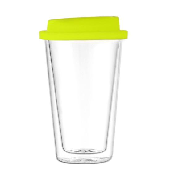 350 ML dobbeltvegget glass med silikonlokk isolert tumbler Reise varm kald drikke te melk høy borosilikatglass kopp kaffekrus