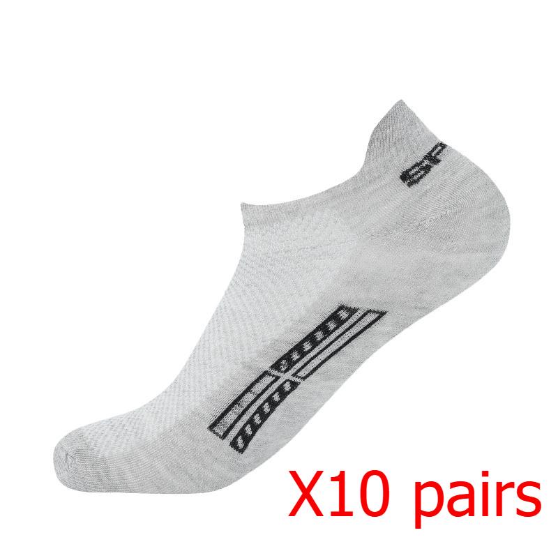 

Мужские носки до щиколотки, дышащие хлопковые спортивные сетчатые повседневные спортивные тонкие короткие носки больших размеров 10 pairs серый